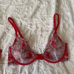 Victoria's Secret Vibrant Red Lace Bras 34C